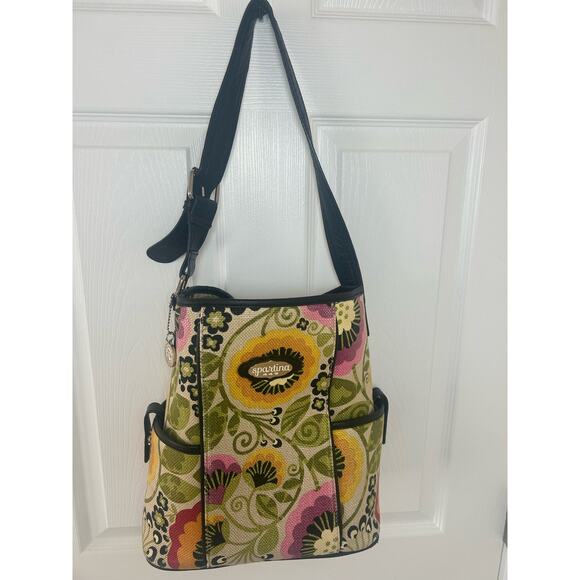 Spartina 449 Handbags - Spartina 449 Daufuskie Island Linen Leather Tote Purse Floral